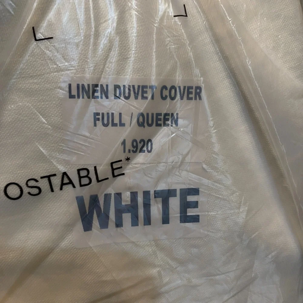Quince European Linen Duvet Cover Full/Queen Size White DUVET COVER ONLY